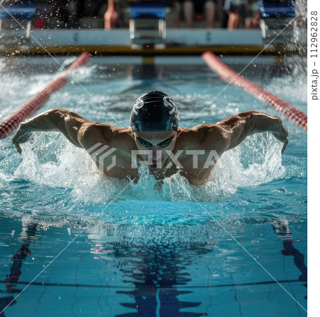 Professional swimmer during a competition Professional swimmer during a competition 112962828