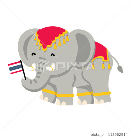 Cute thailand Elephant hold thai flag Cute thailand Elephant hold thai flag 112962914