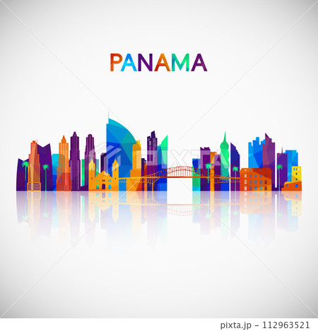 Panama skyline silhouette in colorful geometric style. Panama skyline silhouette in colorful geometric style. 112963521