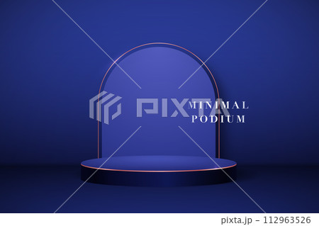 Blue minimalist podium with arch 112963526