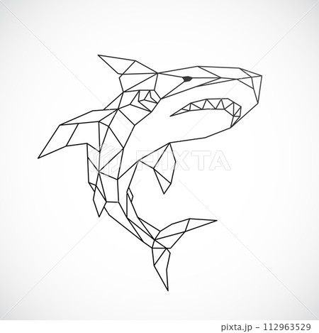 Geometric shark illustration. 112963529