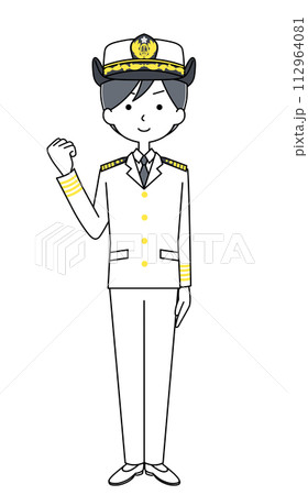 ガッツポーズ　海上自衛隊（夏制服）のイラスト 112964081