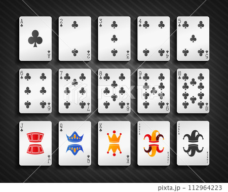 Poker Cards Club Set, Vector Illustration Poker Cards Club Set, Vector Illustration 112964223