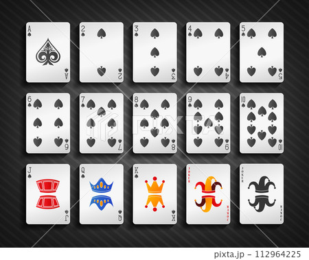 Poker Cards Spade Set, Vector Illustration Poker Cards Spade Set, Vector Illustration 112964225
