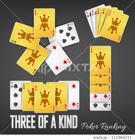 Three Of A Kind Poker Ranking Casino Sets, Vector Illustration 112964231