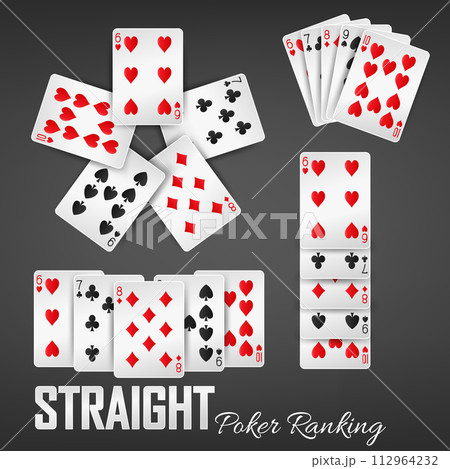 Straight Poker Ranking Casino Sets, Vector Illustration 112964232