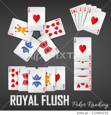 Royal Flush Poker Ranking Casino Sets, Vector Illustration 112964238