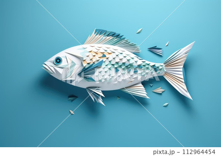 AI-generated content. beautiful fish origami paper art illustration 112964454