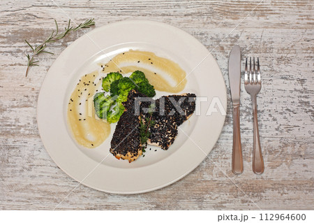 Black Sesame Chicken Fillets Black Sesame Chicken Fillets 112964600