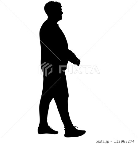Silhouette on a white background of a man people on a walk 112965274