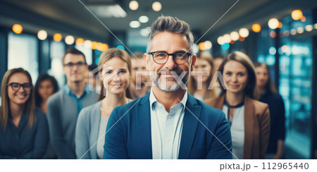 Managers standing in workspace on the background of the office. Business and teamwork concept. 112965440