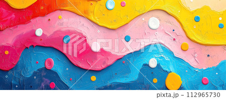 Panoramic childish abstract art as background. Concept of banner, wallpaper, backdrop. 112965730