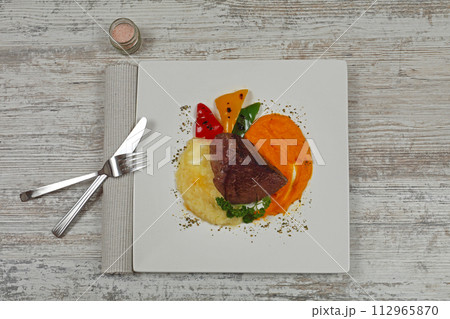Beef Steak Pureed Vegetables 112965870