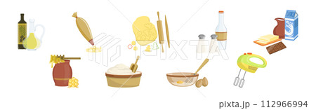 Baking Object with Cooking Utensil and Ingredient Vector Set Baking Object with Cooking Utensil and Ingredient Vector Set 112966994