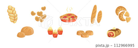 Fresh Baked Pastry and Food from Bakery Vector Set Fresh Baked Pastry and Food from Bakery Vector Set 112966995