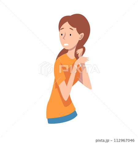 Young Woman Standing With Her Face Twisted with Loss Vector Illustration Young Woman Standing With Her Face Twisted with Loss Vector Illustration 112967046