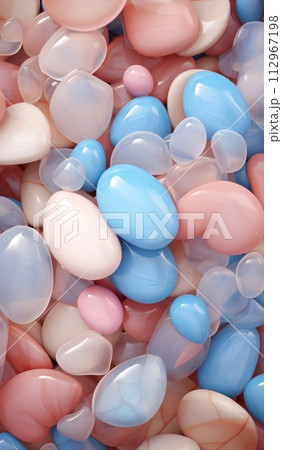 Stack of pink and blue rocks in pink and azure shades Stack of pink and blue rocks in pink and azure shades 112967198