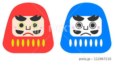 魔除や縁起物で飾られる達磨大師をイメージしたダルマのイラスト 112967210