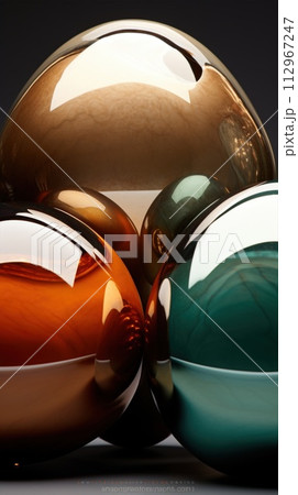 Stack of glass balls, abstract jewelry background wallpaper 112967247