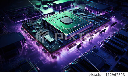 Inner and outer circuit board. Motherboard abstract background. Futuristic wallpaper CPU chip 112967268