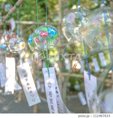 ある夏の季節、たまたま入った神社の境内に快い音を出しながらなびいていました ある夏の季節、たまたま入った神社の境内に快い音を出しながらなびいていました 112967633