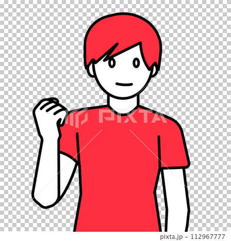 A man wearing a T-shirt with a fist pump 112967777