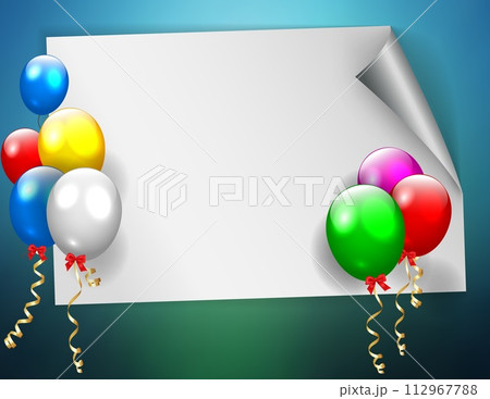 Birthday Sign With Colorful Balloons, Vector Illustration 112967788