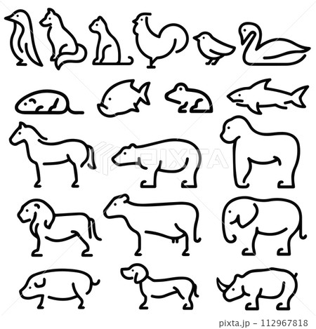 line Pak a schematic depiction of various animals 112967818