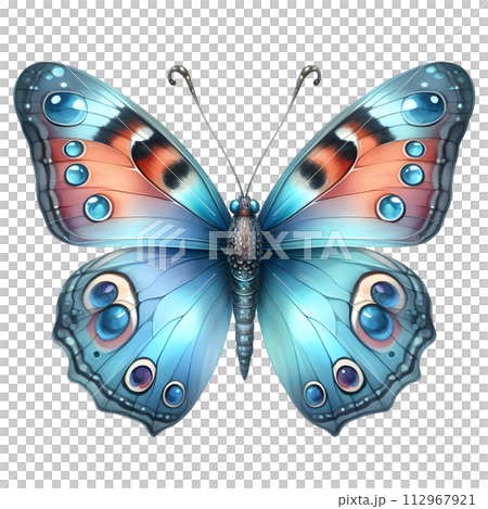 Colorful Watercolor butterfly PNG isolated on transparent background 112967921