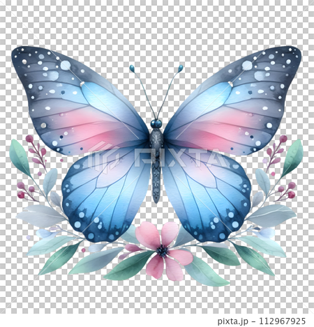 Colorful Watercolor butterfly PNG isolated on transparent background 112967925
