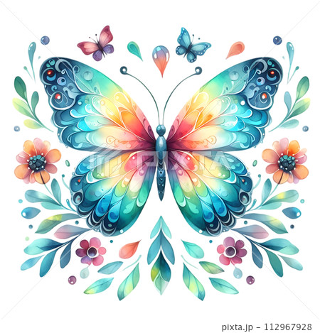 Colorful Watercolor butterfly PNG isolated on transparent background Colorful Watercolor butterfly PNG isolated on transparent background 112967928