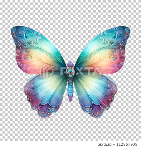 Colorful Watercolor butterfly PNG isolated on transparent background 112967939