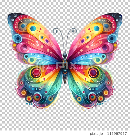 Colorful Watercolor butterfly PNG isolated on transparent background 112967957