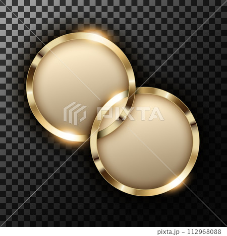 Metallic Gold Rings With Text Space On Transparent Textured Vector Illustration 112968088