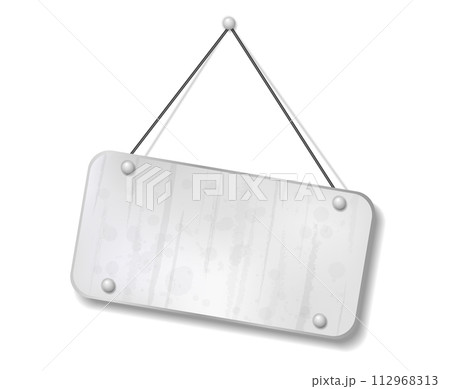 Vintage Old White Sign with Text Space, Vector Illustration 112968313