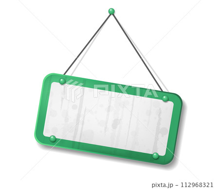 Vintage Old White on Green Sign with Text Space, Vector Illustration 112968321