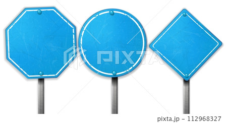 Vintage Rough Blue Street Sign Sets, Vector Illustration 112968327