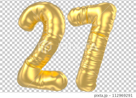 3d rendering of realistic golden foil balloon number 112969291