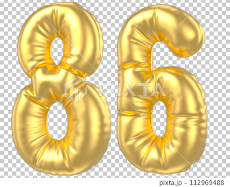 3d rendering of realistic golden foil balloon number 112969488