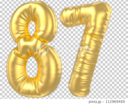 3d rendering of realistic golden foil balloon number 112969489