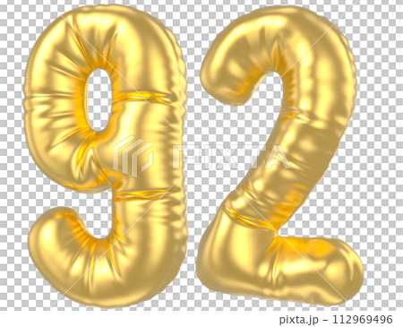 3d rendering of realistic golden foil balloon number 112969496