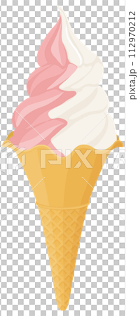 ミックスソフトクリーム バニラ ストロベリーのイラスト素材