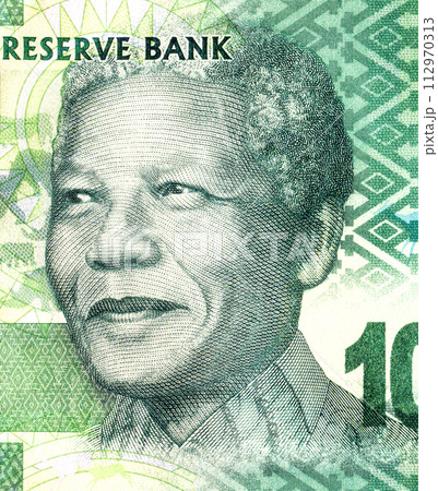 Nelson Mandela (1918 - 2013). Portrait on South Africa 10 Rands Banknote Nelson Mandela (1918 - 2013). Portrait on South Africa 10 Rands Banknote 112970313