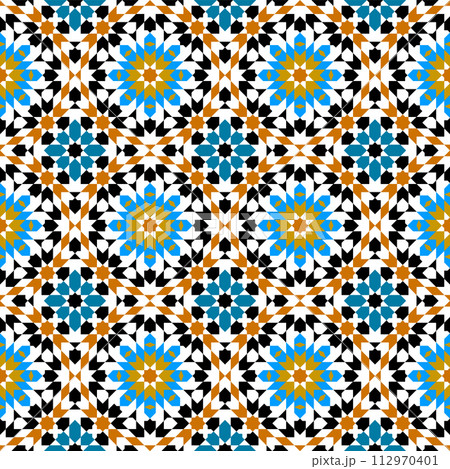 Seamless arabic geometric ornament based on traditional arabic art. Muslim mosaic. Turkish, Arabian tile.Girih style. Seamless arabic geometric ornament based on traditional arabic art. Muslim mosaic. Turkish, Arabian tile.Girih style. 112970401