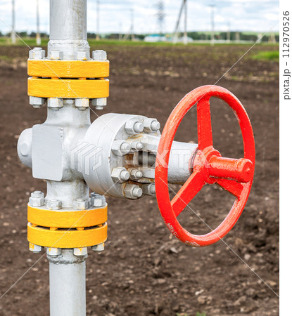 Pipe with control valve. Industrial business concept Pipe with control valve. Industrial business concept 112970526