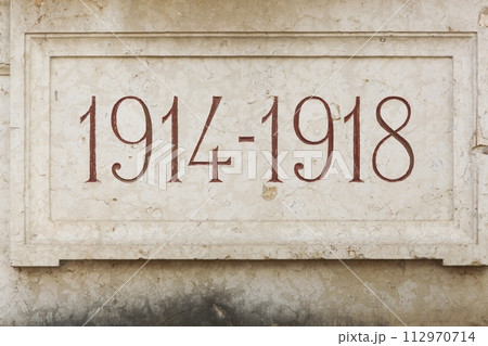 1914-1918 world war one sign on a stele in France 1914-1918 world war one sign on a stele in France 112970714