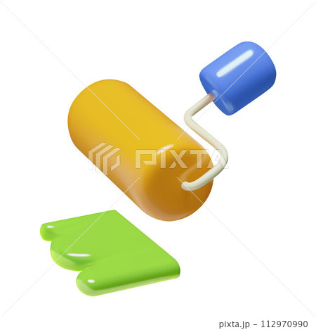 3d roller with paint renovation work tool icon minimal three dimensional realistic vector object 3d roller with paint renovation work tool icon minimal three dimensional realistic vector object 112970990