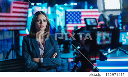 Television Reporter Poised for Election Coverage 112971415