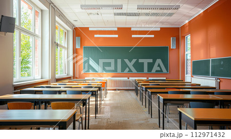 Classic University Lecture Hall with Chalkboard 112971432