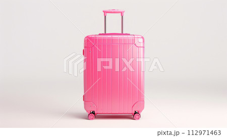 Premium pink travel suitcase with wheels 112971463